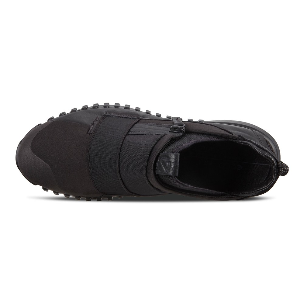 ECCO Mens Slip On Black - Zipflex Shoes - QTJ-438791